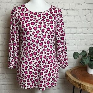 Boden Leopard Print 3/4 Sleeve Top